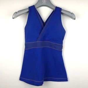 Lululemon Size 4 Blue Run Yoga Tank Top Mesh Back